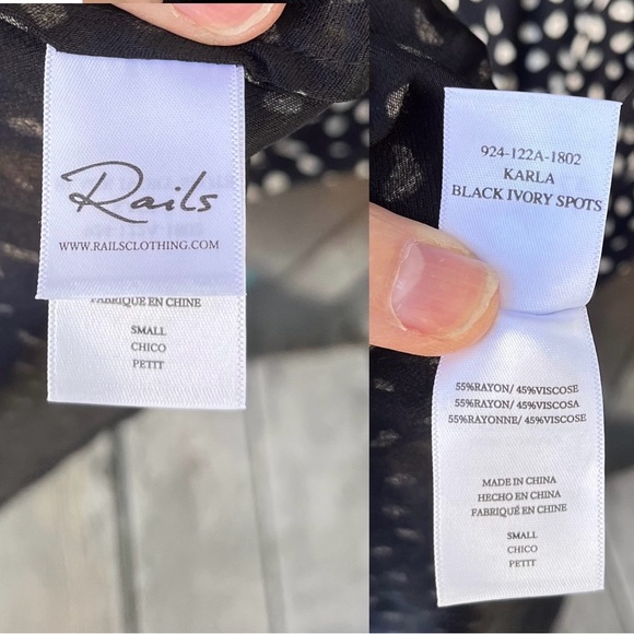 Rails Karla Black & Ivory Spots Mini Dress Sz S - Picture 7 of 11